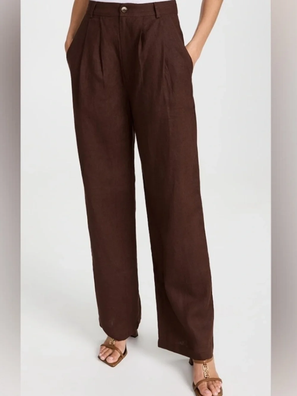 Reformation Vesta 100% Linen Pants in Brown
